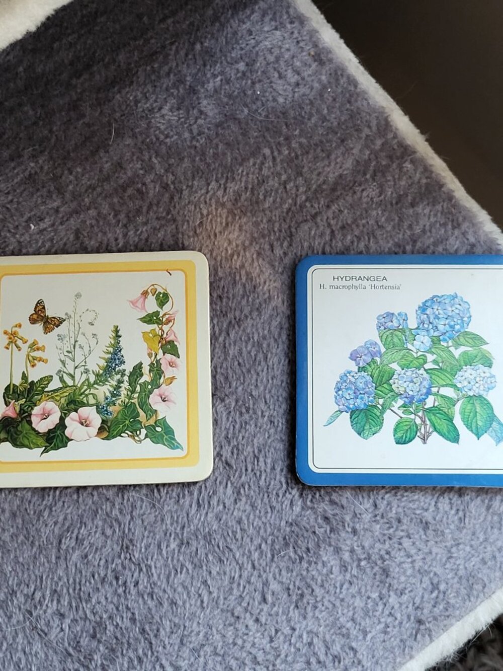 2 VTG North American Wildflowers Traditional Cork Back Coasters Floral